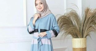 6 Inspirasi Padu Padan Gamis Kombinasi Warna Biru