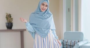 Ketahui 5 Baju Gamis Biru Kombinasi Simple Kekinian